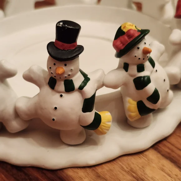 PartyLite 9" Dia Frolicking Frostys 3-Wick Candle Holder Or Repurpose - Picture 6 of 10